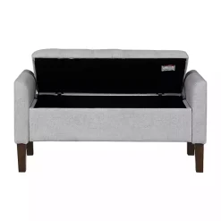Kirklands Home Light Upholstered Blaire Storage Bench Gray