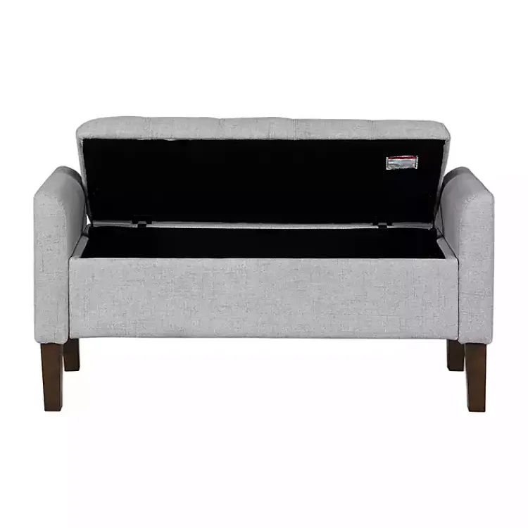 Kirklands Home Light Upholstered Blaire Storage Bench Gray