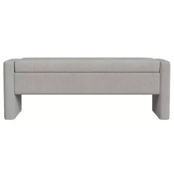Kirklands Home Light Upholstered Modern Storage Bench Gray Clearance