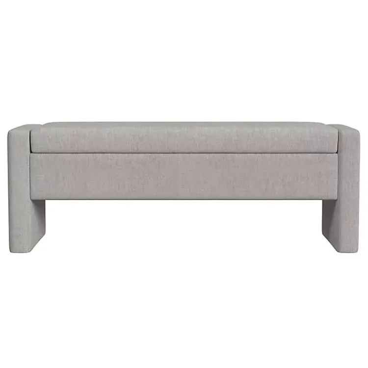 Kirklands Home Light Upholstered Modern Storage Bench Gray Clearance