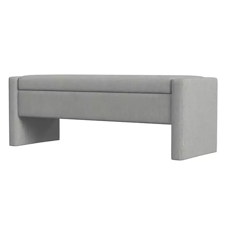 Kirklands Home Light Upholstered Modern Storage Bench Gray Clearance