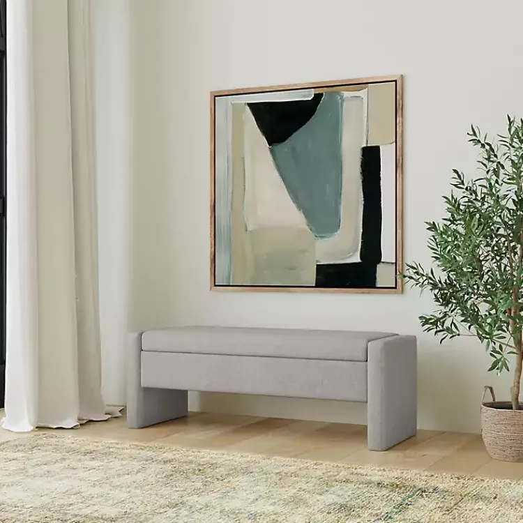 Kirklands Home Light Upholstered Modern Storage Bench Gray Clearance