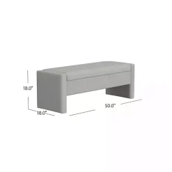 Kirklands Home Light Upholstered Modern Storage Bench Gray Clearance