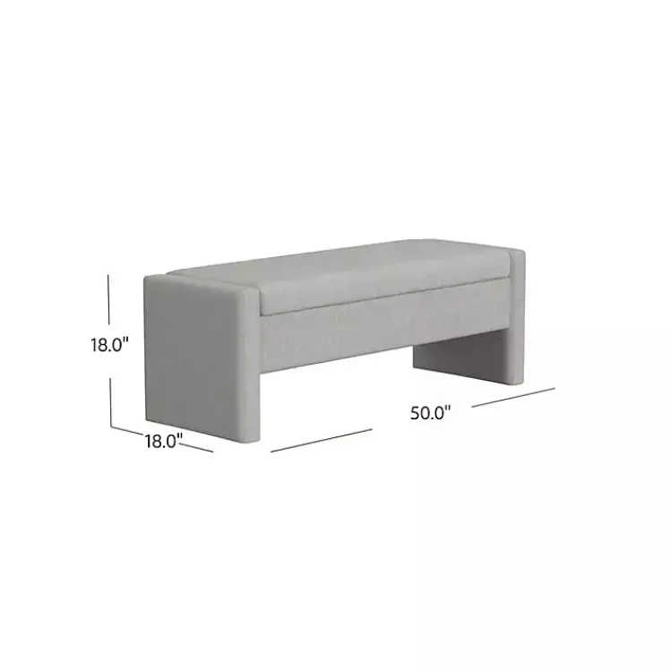 Kirklands Home Light Upholstered Modern Storage Bench Gray Clearance