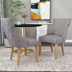 Kirklands Home Light Wingback Dining Chairs, Set of 2 Gray Sale