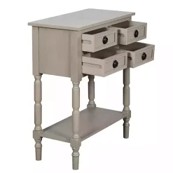 Kirklands Home Light Wood 4-Drawer Barrett Console Table Gray Clearance