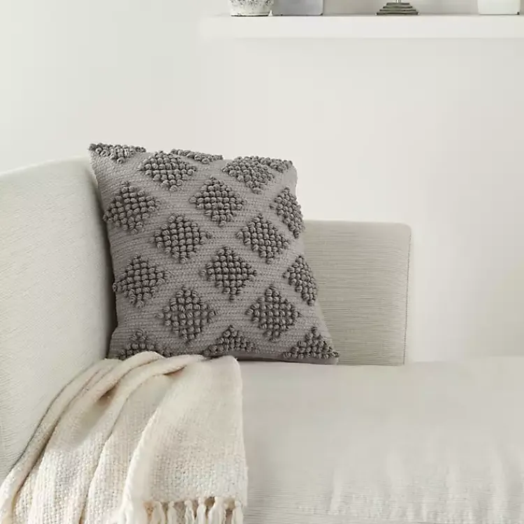 Pillows>Kirklands Home Light Woven Diamond Pillow Gray