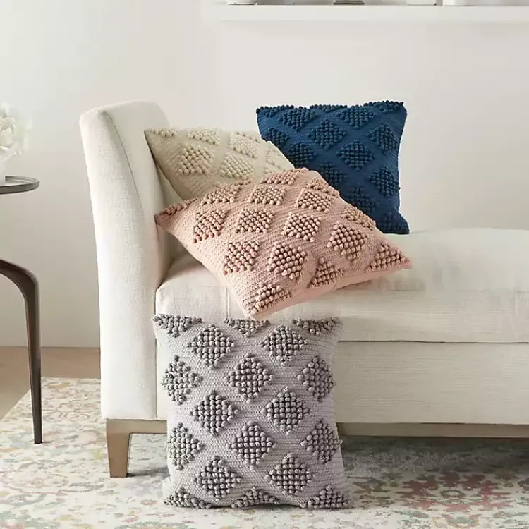 Pillows>Kirklands Home Light Woven Diamond Pillow Gray