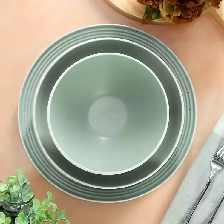 Kirklands Home Light Emilia Stoneware 16-pc. Dinnerware Set Green Outlet