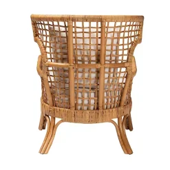 Kirklands Home Light Honey Rattan Curved Accent Chair Ivory New