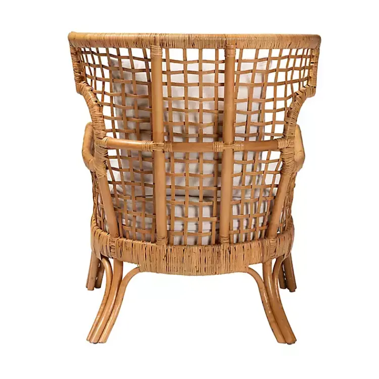 Kirklands Home Light Honey Rattan Curved Accent Chair Ivory New
