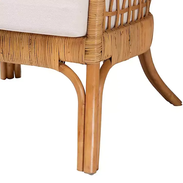 Kirklands Home Light Honey Rattan Curved Accent Chair Ivory New