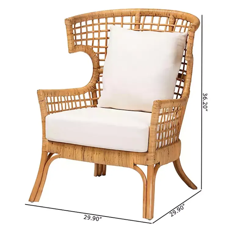 Kirklands Home Light Honey Rattan Curved Accent Chair Ivory New