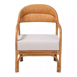 Kirklands Home Light Honey Rattan Marisa Accent Chair Ivory