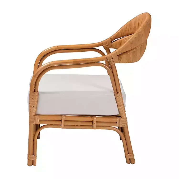 Kirklands Home Light Honey Rattan Marisa Accent Chair Ivory