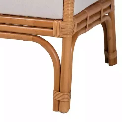 Kirklands Home Light Honey Rattan Marisa Accent Chair Ivory