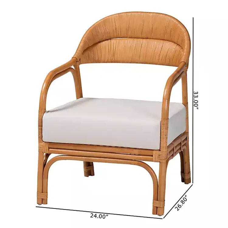 Kirklands Home Light Honey Rattan Marisa Accent Chair Ivory