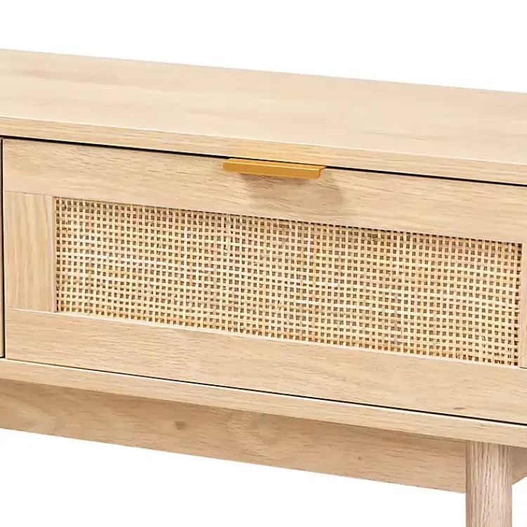Kirklands Home Light Oak Rat and Wood Console Table Tan Sale