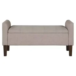 Kirklands Home Light Taupe Upholstered Blaire Storage Bench Tan Discount