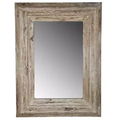 Kirklands Home Light Whitewashed Wood Rectangular Wall Mirror New