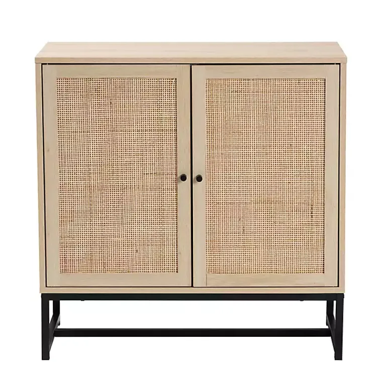 Kirklands Home Light Wood and Rat 2-Door Cabinet Tan Outlet