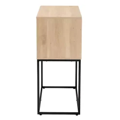 Kirklands Home Light Wood and Rat Sliding Door Cabinet Tan Clearance