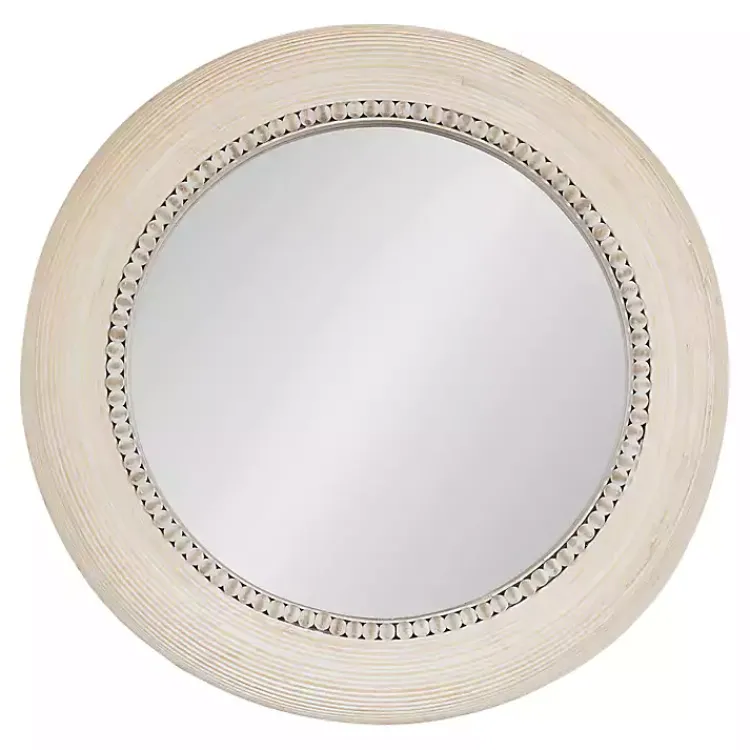 Kirklands Home Light Wood Beaded Joan Round Wall Mirror Best