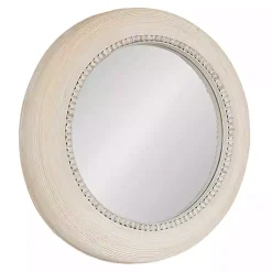 Kirklands Home Light Wood Beaded Joan Round Wall Mirror Best