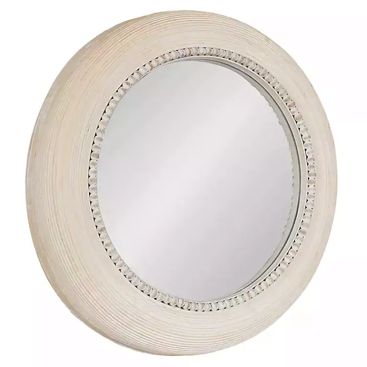 Kirklands Home Light Wood Beaded Joan Round Wall Mirror Best