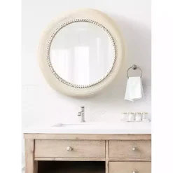 Kirklands Home Light Wood Beaded Joan Round Wall Mirror Best