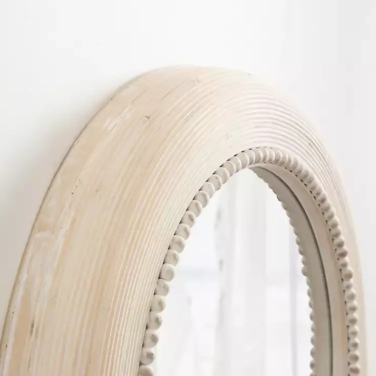 Kirklands Home Light Wood Beaded Joan Round Wall Mirror Best