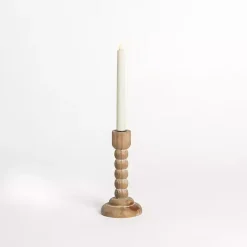 Candle Holders>Kirklands Home Light Wood Spindle Taper Candle Holder, 9 in. Tan