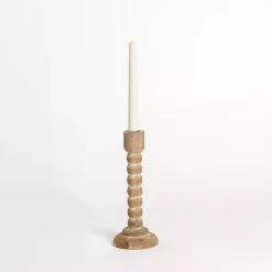 Candle Holders>Kirklands Home Light Wood Spindle Taper Candle Holder, 11 in. Tan