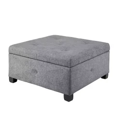 Kirklands Home Lila Tufted Charcoal Storage Ottoman Gray New