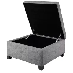 Kirklands Home Lila Tufted Charcoal Storage Ottoman Gray New