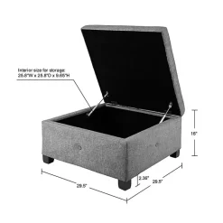 Kirklands Home Lila Tufted Charcoal Storage Ottoman Gray New
