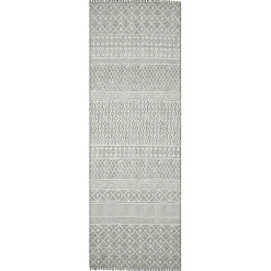 Kirklands Home Lilia Gray Geo Stripe Flatweave Runner, 2x8 Clearance