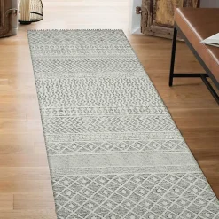 Kirklands Home Lilia Gray Geo Stripe Flatweave Runner, 2x8 Clearance