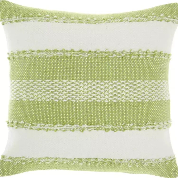 Kirklands Home Lime Woven Stripe Reversible Outdoor Square Pillow Best