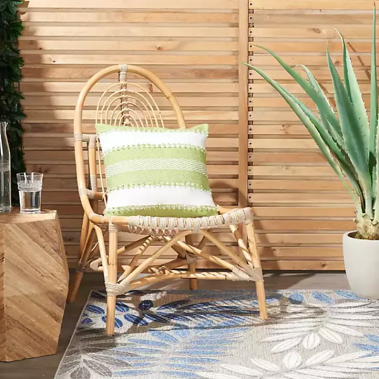 Kirklands Home Lime Woven Stripe Reversible Outdoor Square Pillow Best