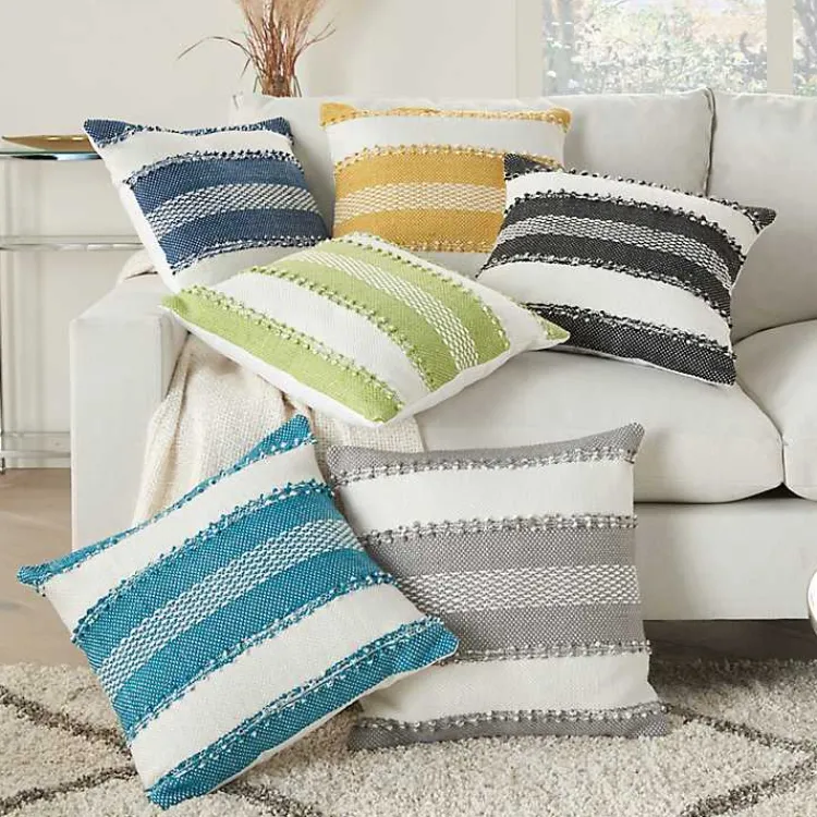 Kirklands Home Lime Woven Stripe Reversible Outdoor Square Pillow Best