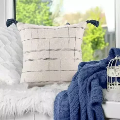 Pillows>Kirklands Home Linear Dashes Indoor/Outdoor Pillow Ivory