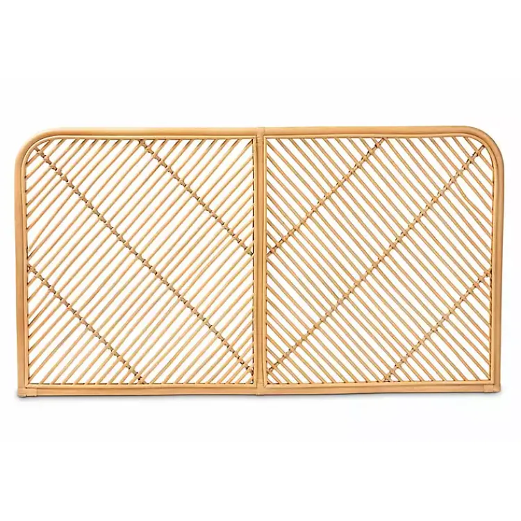 Kirklands Home Linear Rat Wall Mounted Queen Headboard Tan Best