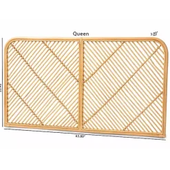 Kirklands Home Linear Rat Wall Mounted Queen Headboard Tan Best