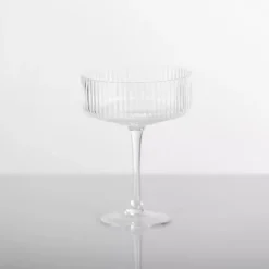 Kirklands Home Linear Ribbed Coupe Glass Clear Clearance