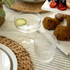 Kirklands Home Linear Ribbed Coupe Glass Clear Clearance
