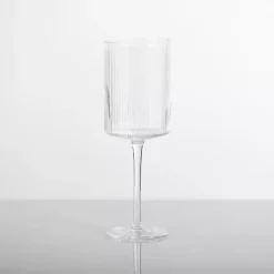 Kirklands Home Linear Ribbed Goblet Wine Glass Clear Discount
