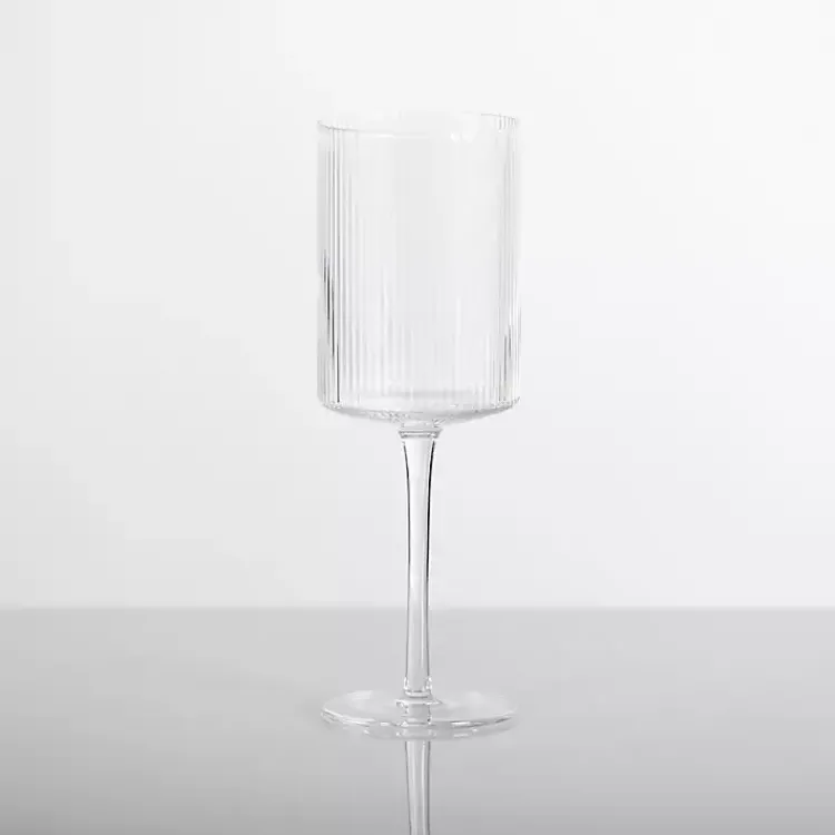 Kirklands Home Linear Ribbed Goblet Wine Glass Clear Discount
