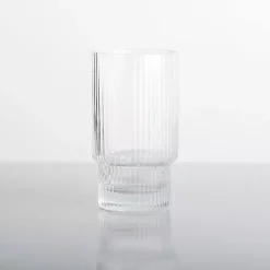 Kirklands Home Linear Ribbed Highball Glass Clear Best