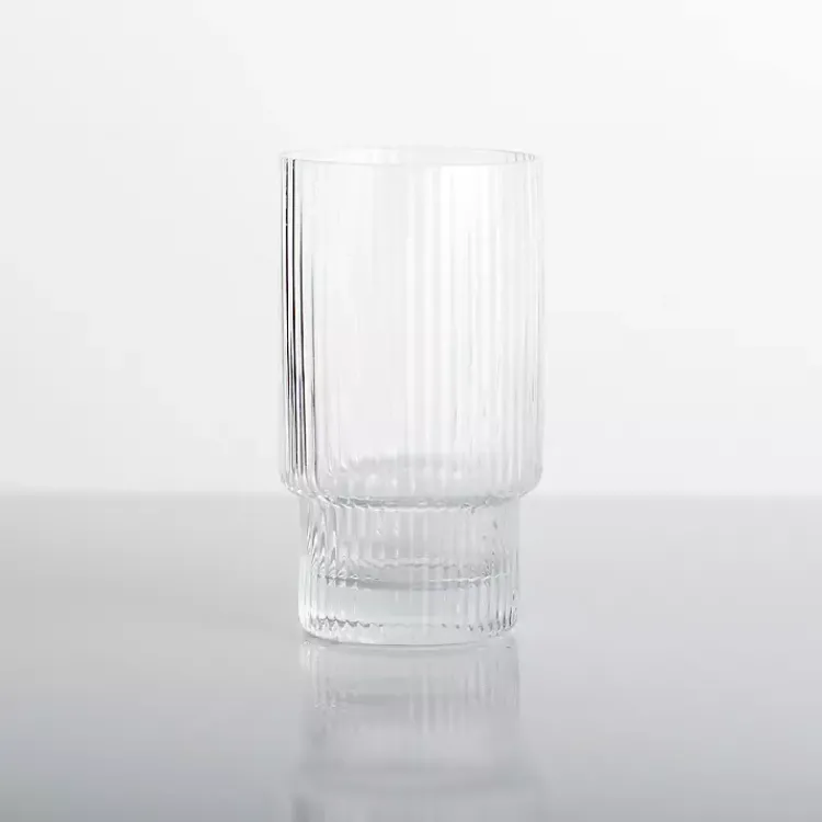 Kirklands Home Linear Ribbed Highball Glass Clear Best